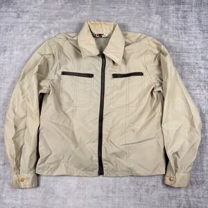 Action Wear Jacket Mens Medium Beige Lightweight Bomber Vtg 70s Boxy Western